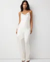 White House Black Market Petite Fringe Satin Jumpsuit In White