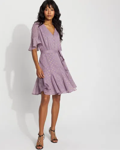 White House Black Market Petite Godet Dress With Metallic Clip In Purple