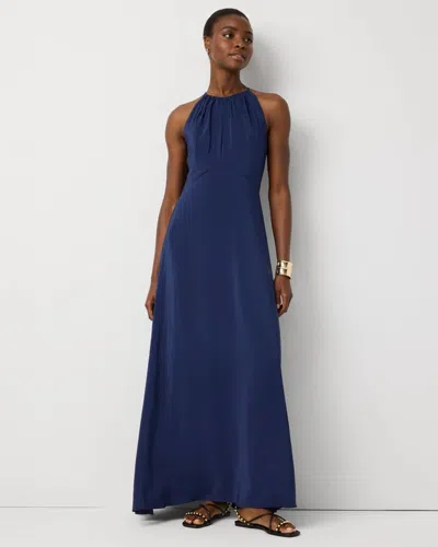 White House Black Market Petite Graphic Floral Maxi Dress In Blue