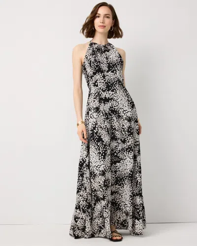 White House Black Market Petite Graphic Floral Maxi Dress In Blustery Floral Black