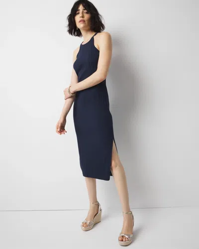 White House Black Market Petite Halter Sweater Dress In Admiral Blue