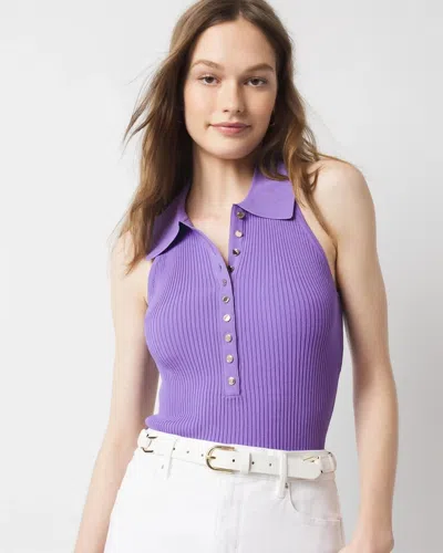White House Black Market Petite Henley Sweater Tank Top In Violet Light