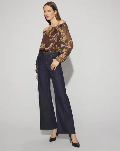 White House Black Market Petite High-rise Belted Wide-leg Jeans In Blue