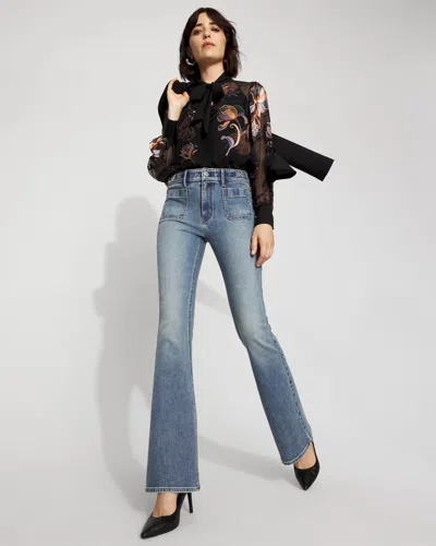 White House Black Market Petite High-rise Novelty Waistband Flare Jeans
