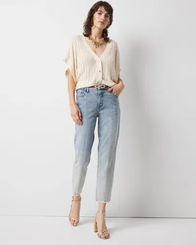White House Black Market Petite High-rise Raw Hem Pintuck Straight Jeans With Slit