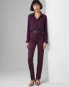 White House Black Market Petite High-rise Satin Straight Pants In Plum Noir