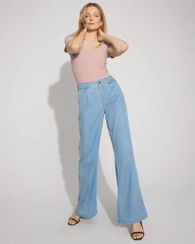 White House Black Market Petite High-rise Wide-leg Jeans With Chain Trim In Blue