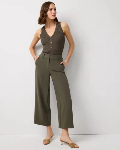White House Black Market Petite High-rise Wide Leg Cropped Pants In Brown