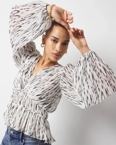 White House Black Market Petite Ikat Pleated Peplum Blouse