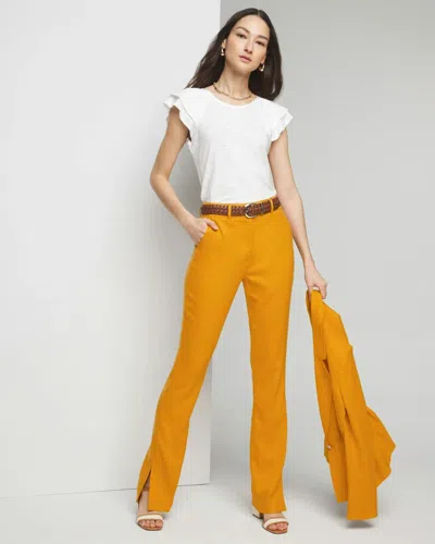 White House Black Market Petite Ines Slim Side-slit Bootcut Pants In Liquid Gold