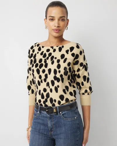 White House Black Market Petite Jacquard Puff Sleeve Sweater In Multi