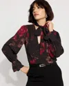 White House Black Market Petite Jacquard Tie-neck Blouse In Red