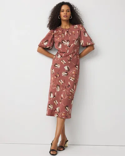 White House Black Market Petite Keyhole Crewneck Midi Dress In Multi
