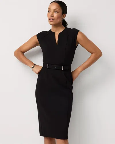 White House Black Market Petite Knit Crepe Sheath Dress In Black
