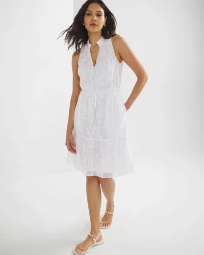 White House Black Market Petite Lace Blouson Halter Dress In White