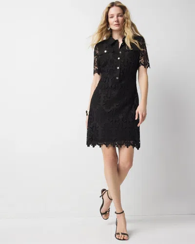 White House Black Market Petite Lace Shirt Dress In Black