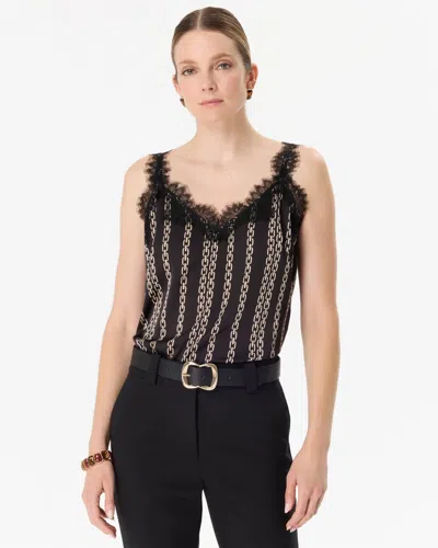 White House Black Market Petite Lace Trim Camisole Top In Chain Geo Sp Med Black