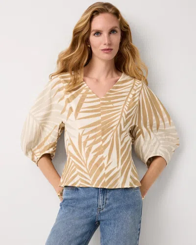 White House Black Market Petite Linen-blend V-neck Blouse