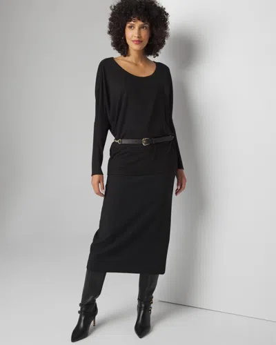 White House Black Market Petite Long Sleeve Scoopneck Tunic Top In Black