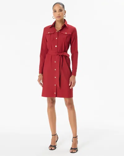 White House Black Market Petite Long Sleeve Shirt Dress In Red Dahlia