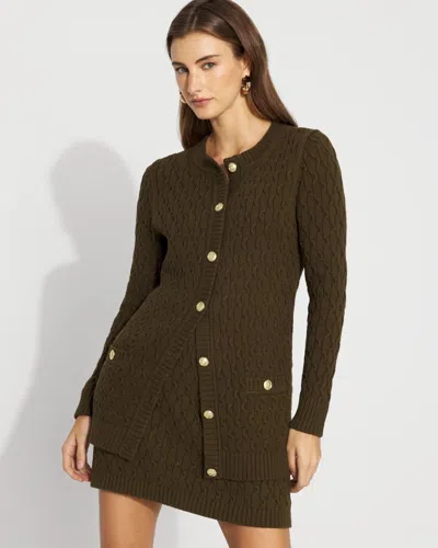 White House Black Market Petite Longline Cable Knit Cardigan Sweater