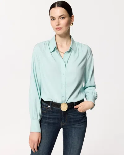 White House Black Market Petite Matte Satin Soft Shirt In Blue