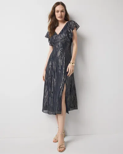 White House Black Market Petite Metallic Clip Midi Slip Dress
