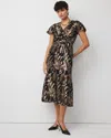 White House Black Market Petite Metallic Floral Surplice Midi Dress Size 12 |