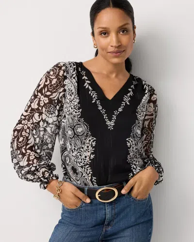 White House Black Market Petite Metallic V-neck Blouse