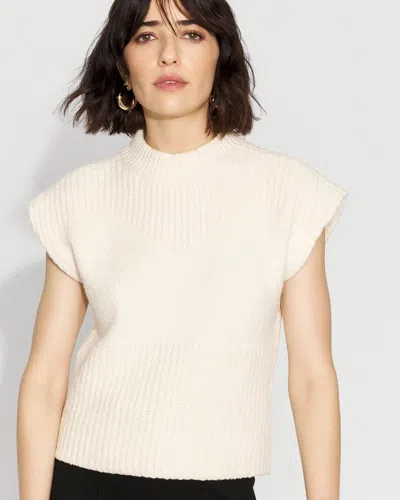 White House Black Market Petite Mock Neck Sweater Vest In Gray