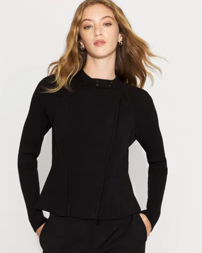 White House Black Market Petite Moto Sweater Jacket In Black