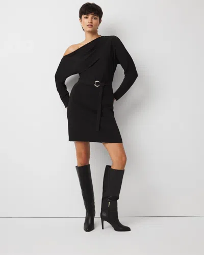 White House Black Market Petite Off-the-shoulder Belted Dress In Black