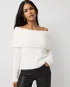 White House Black Market Petite Off-the-shoulder Brushed Pullover Sweater In White