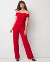 White House Black Market Petite Off-the-shoulder Crepe Jumpsuit In Red