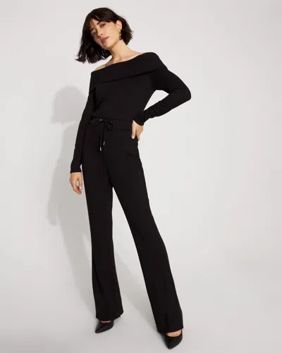 White House Black Market Petite Off-the-shoulder Fold-over Jumpsuit In Black