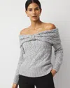 White House Black Market Petite Off-the-shoulder Rhinestone Cable Knit Sweater