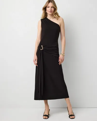 White House Black Market Petite One-shoulder Matte Jersey Dress In Black