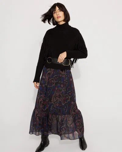 White House Black Market Petite Paisley Chiffon Maxi Skirt
