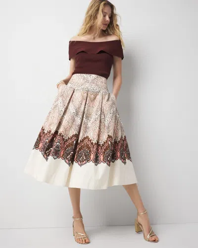 White House Black Market Petite Paisley Pleated A-line Skirt