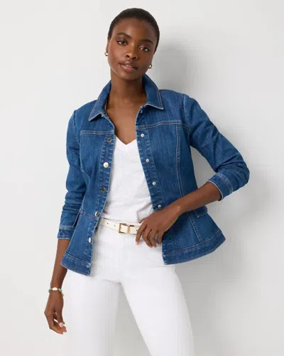 White House Black Market Petite Peplum Denim Jacket In Blue