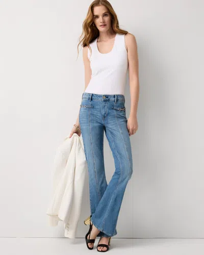 White House Black Market Petite Pintuck Horsebit High-rise Flare Jeans In Pink