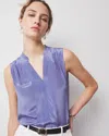 White House Black Market Petite Pleated Shell In Velvet Morning