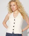 White House Black Market Petite Pocket Vest Halter Top In White