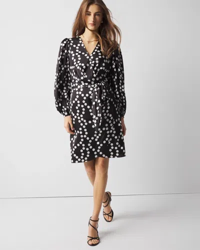 White House Black Market Petite Polka Dot Faux Wrap Dress In Society Dot Black