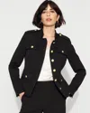 White House Black Market Petite Ponte Button Detail Jacket In Black
