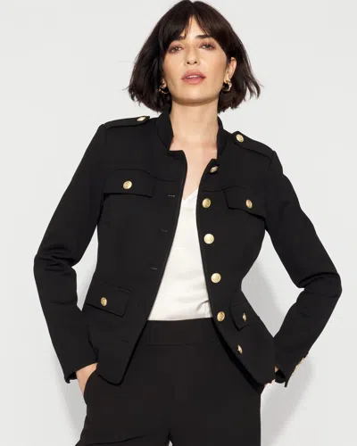 White House Black Market Petite Ponte Button Detail Jacket In Black