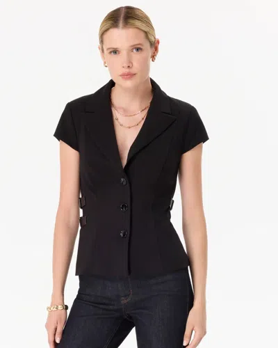 White House Black Market Petite Ponte Short Sleeve Blazer In Black