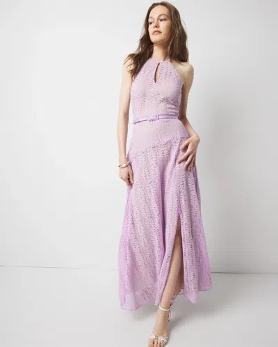 White House Black Market Sleeveless Halter Lace Maxi Dress In Purple