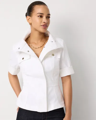 White House Black Market Petite Pret Short Sleeve Jacket In White