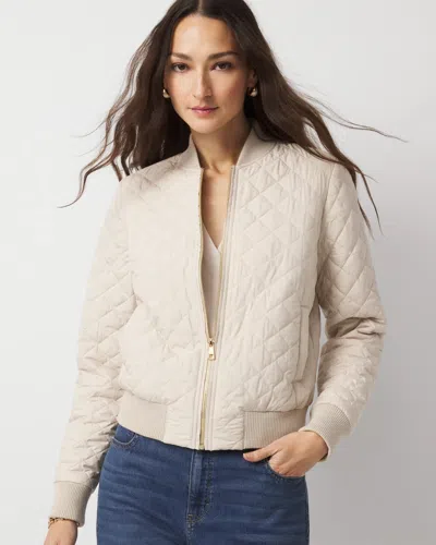 White House Black Market Petite Quilted Bomber Jacket In Gray